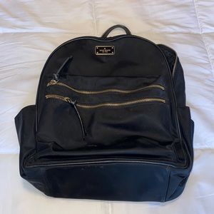 Kate spade black backpack with gold zippers